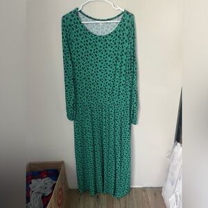 Boden Green Floral Anita Jersey MIDI Dress